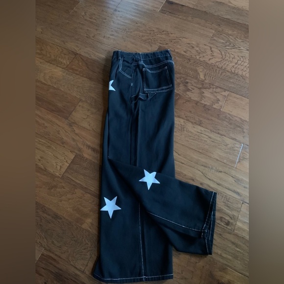 Romwe White Stars Black‎ Carpenter Cargo Pants - Picture 4 of 15